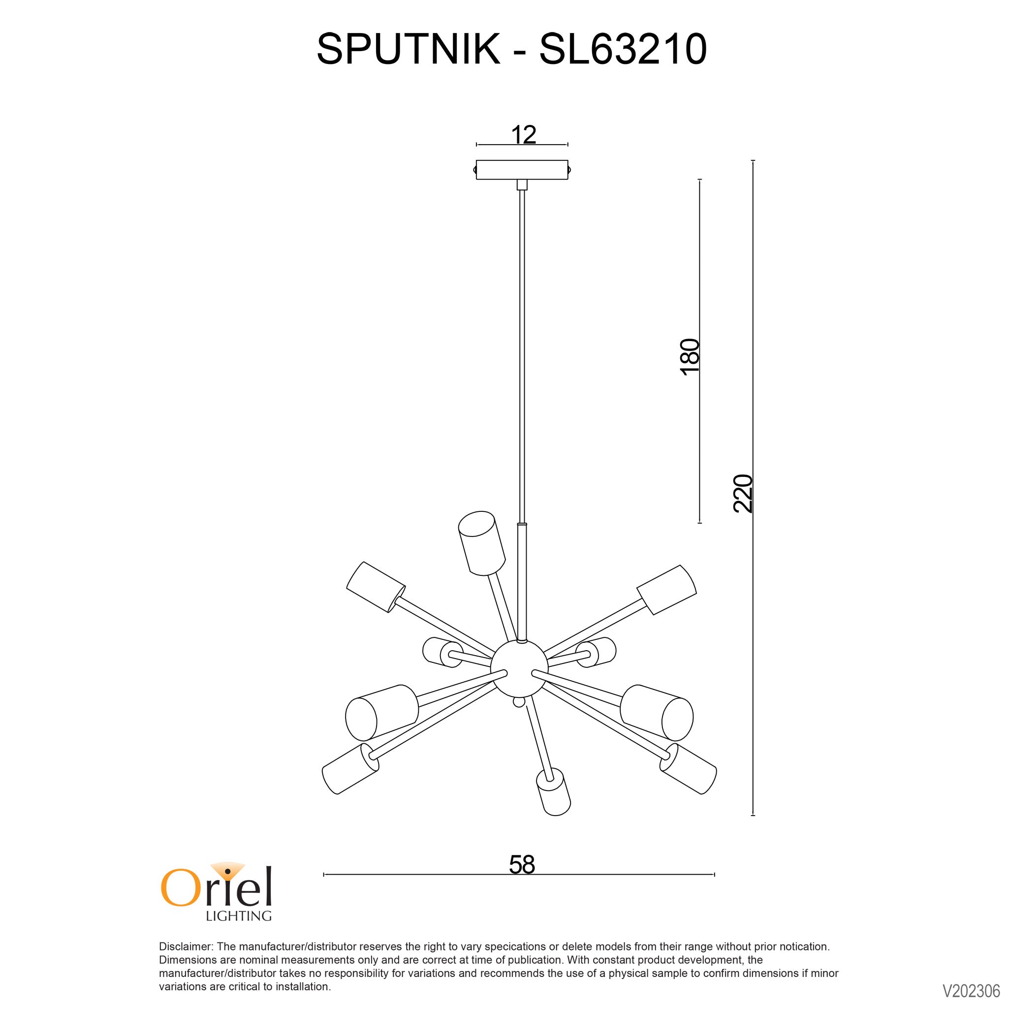 Sputnik.10 Black 10 Light Groovy Satellite Pendant