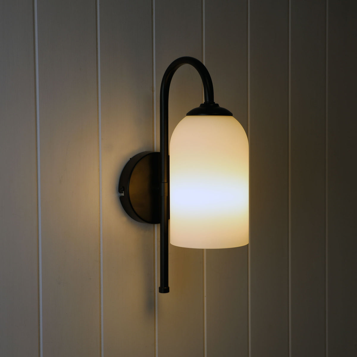 Arlington Black & Opal Glass Wall Light