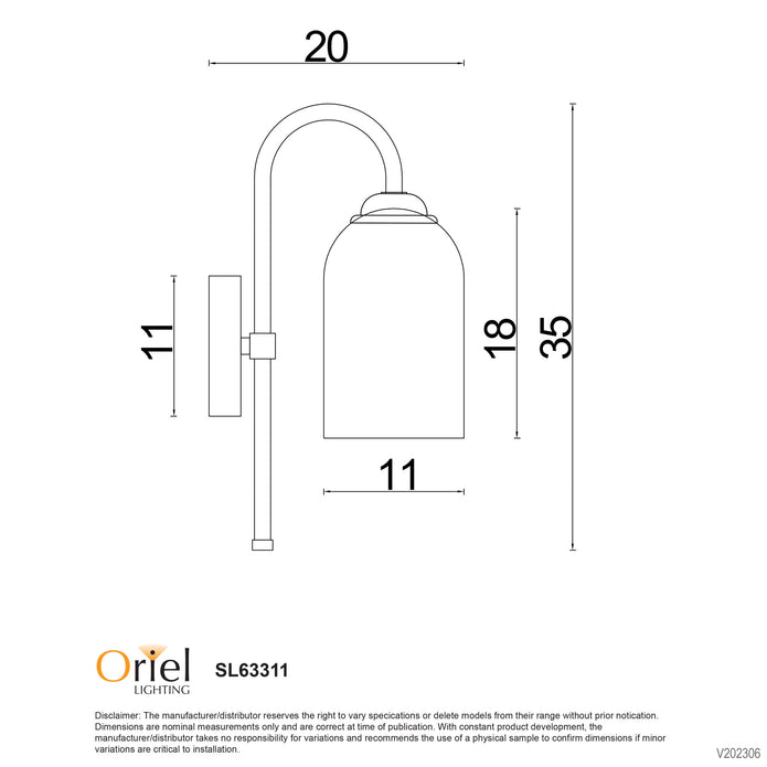 Arlington Black & Opal Glass Wall Light