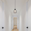 Marconi 18 Black & Ribbed Clear Glass 1 Light Pendant