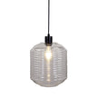 Marconi 25 Black & Ribbed Clear Glass 1 Light Pendant