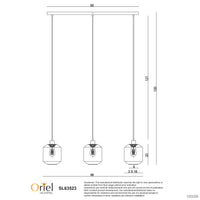 Thumbnail for Marconi Trilight Black & Ribbed Clear Glass 3 Light Pendant