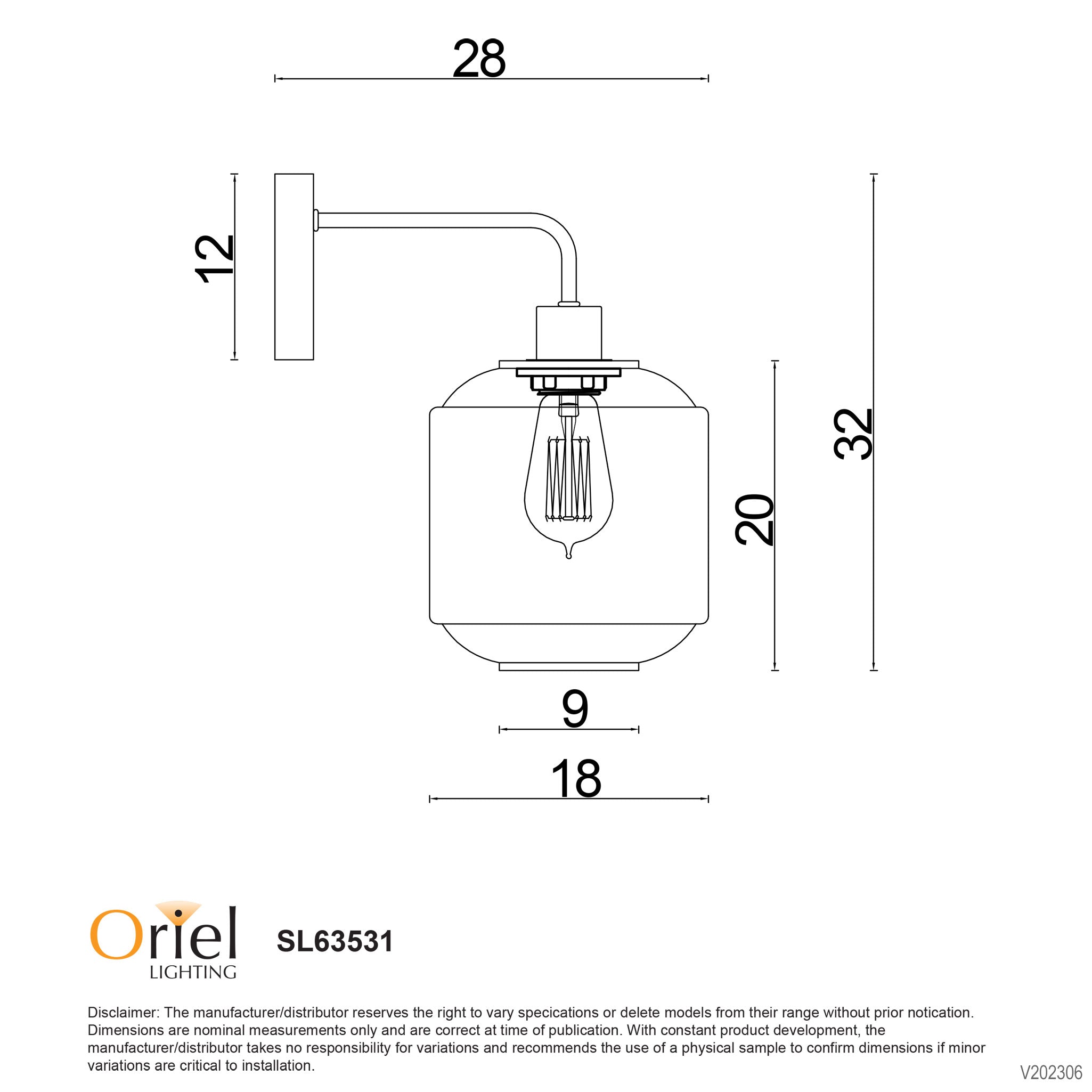 Marconi Black & Ribbed Opal Glass Wall Light