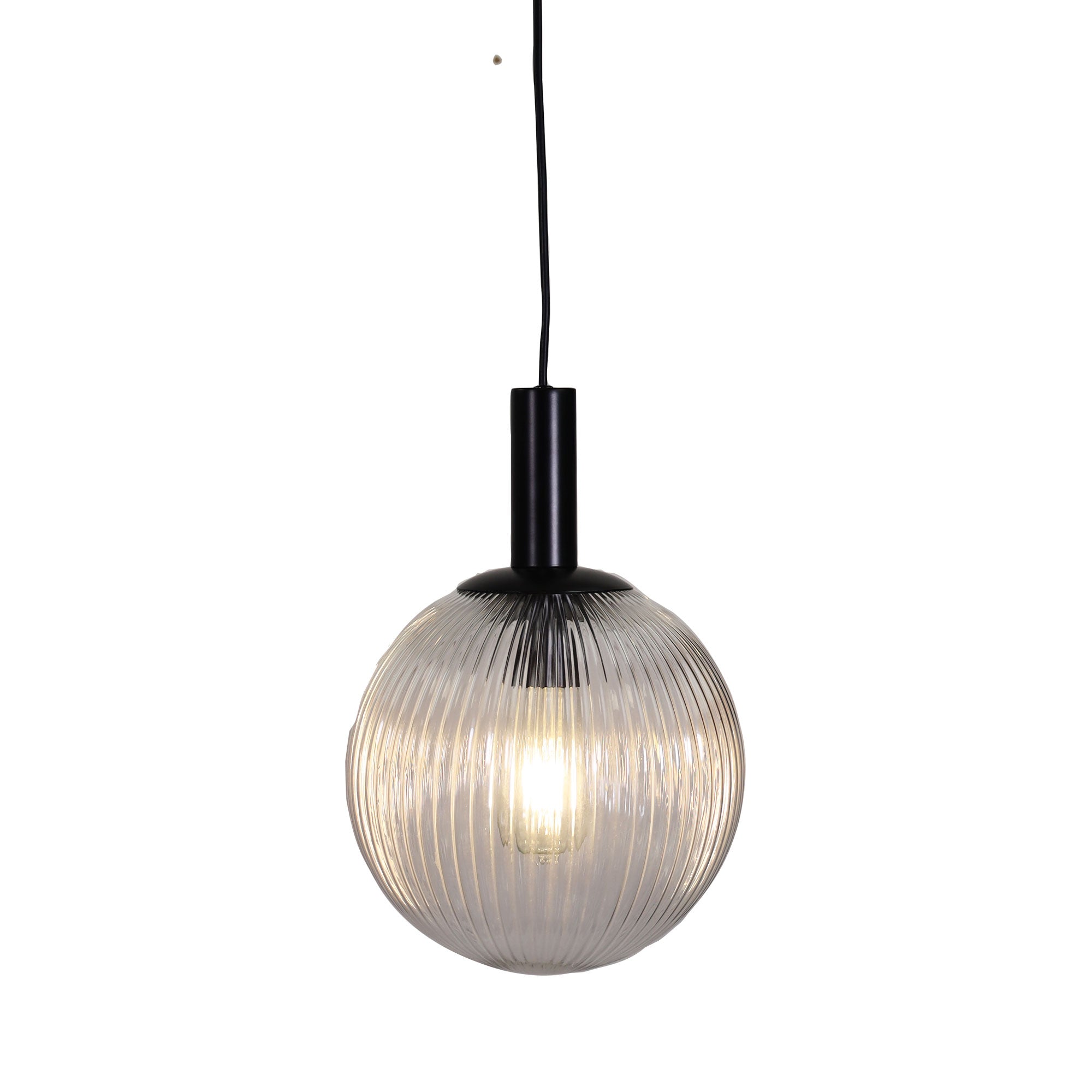 Legarno.25 Black & Ribbed Clear Glass 1 Light Pendant
