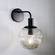 Legarno Black & Ribbed Clear Glass E27 Wall Light