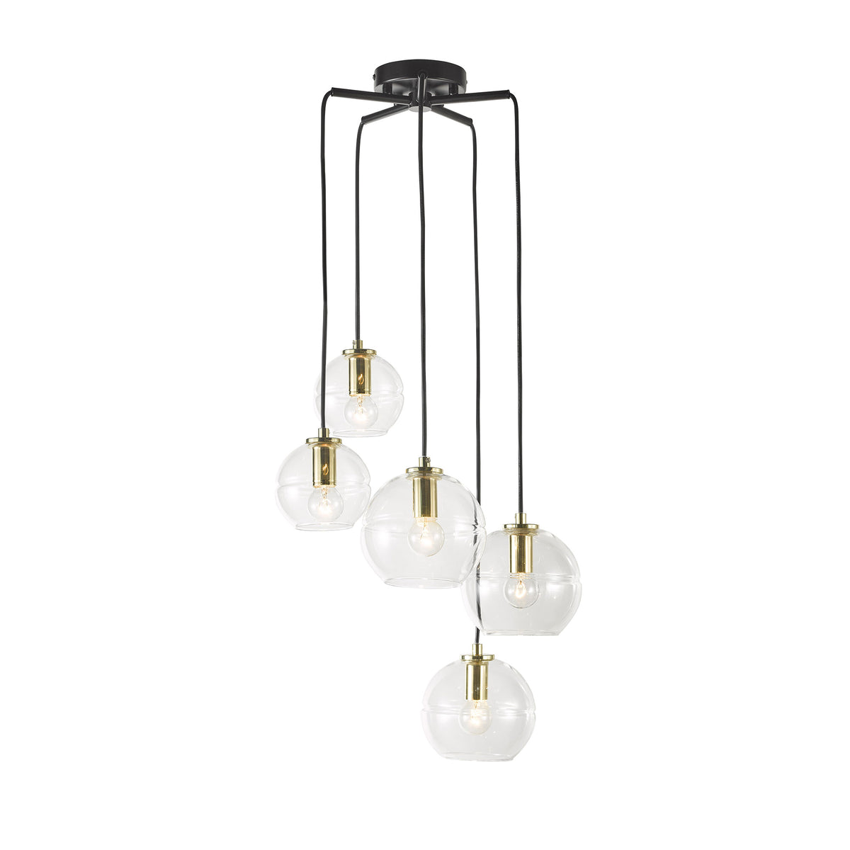 Reno 5 5 Light Clear Glass Pendant