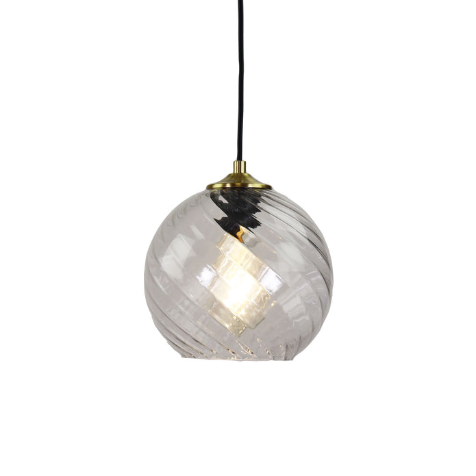 Twist 20 Brushed Brass & Clear Glass E27 Pendant