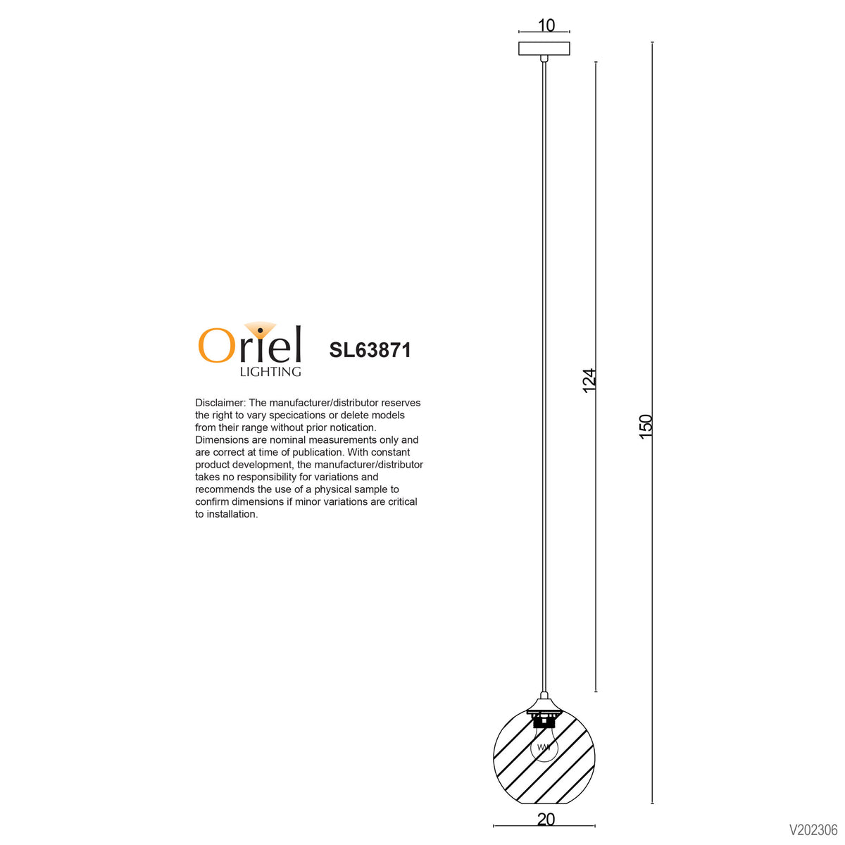 Twist 20 Brushed Brass & Clear Glass E27 Pendant