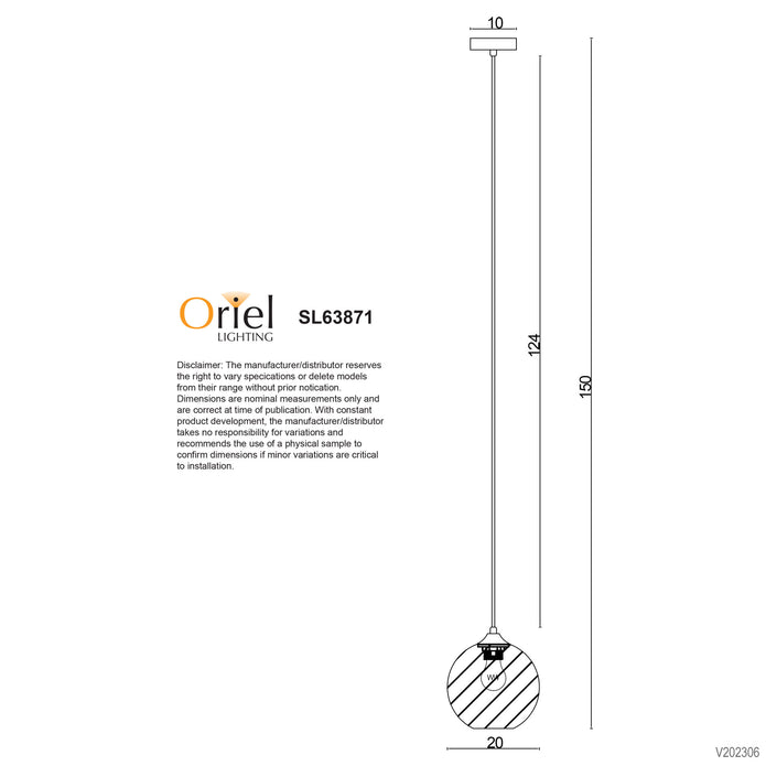 Twist 20 Brushed Brass & Clear Glass E27 Pendant