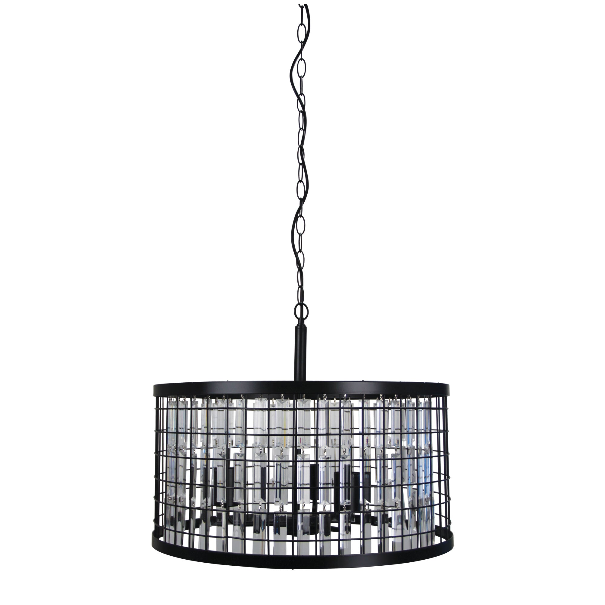 Delaware 52 Modern Chandelier Black Frame And Crystal