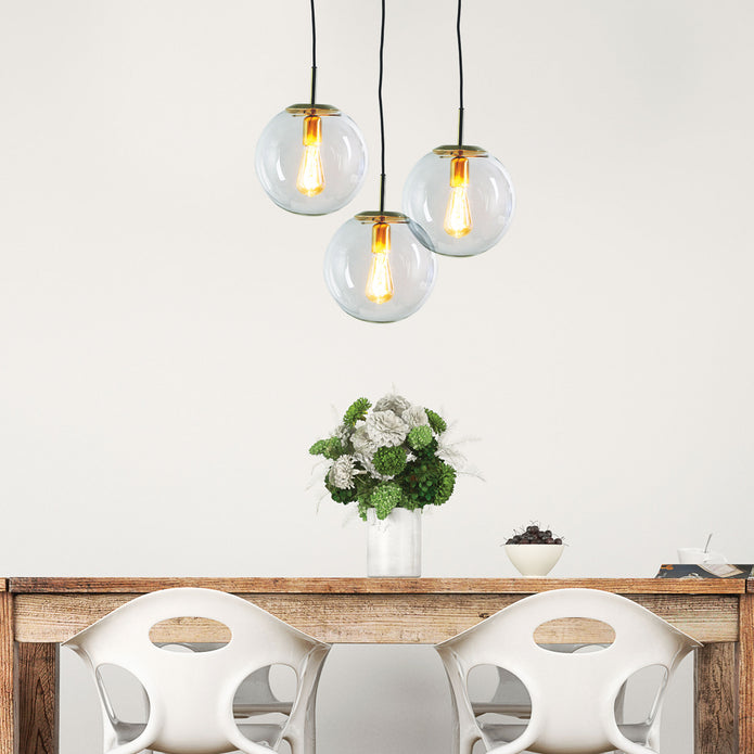 Newton 25 Brushed Brass And Clear Glass E27 Pendant