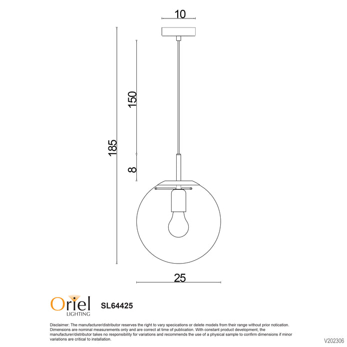 Newton 25 Brushed Brass And Clear Glass E27 Pendant