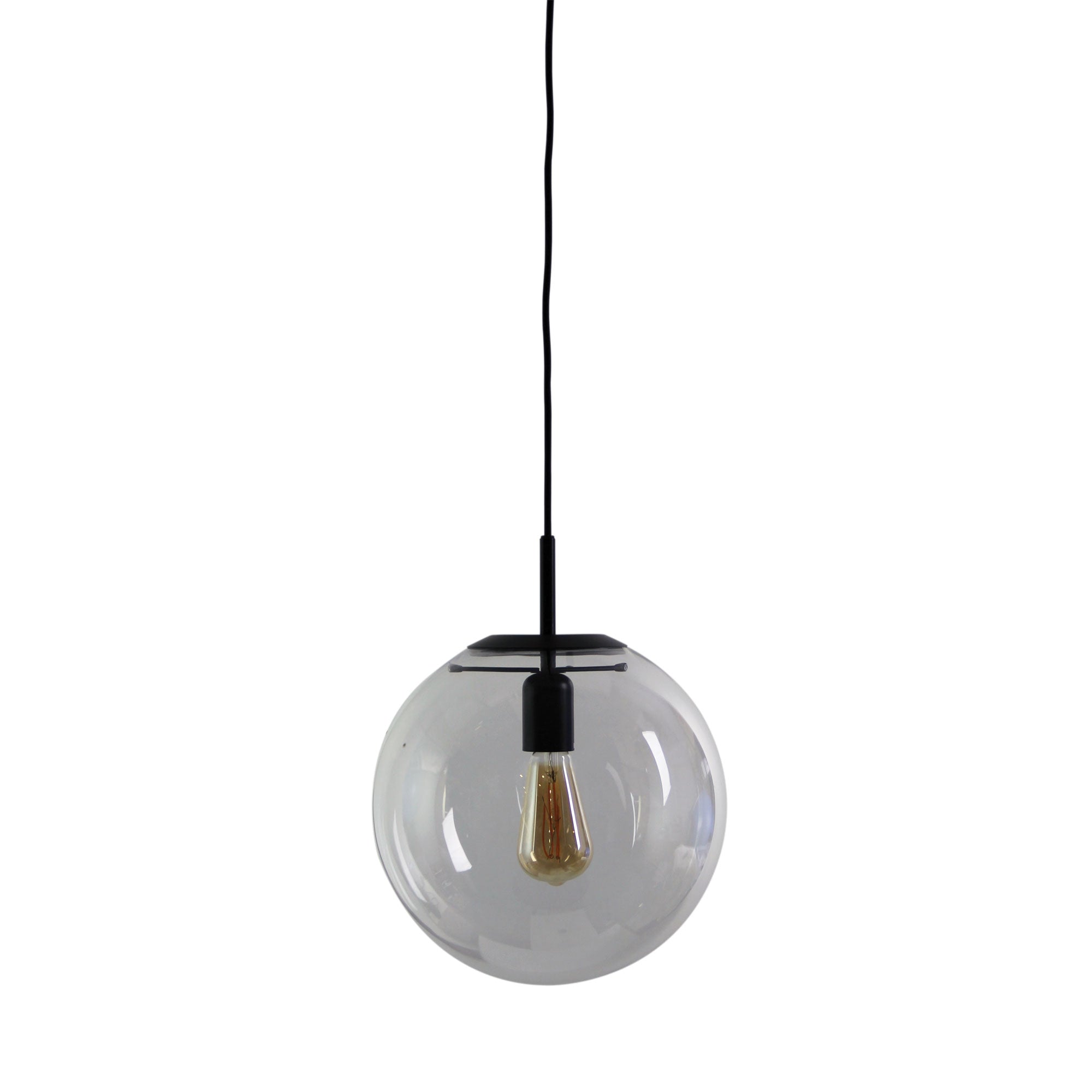 Newton 30 Matt Black And Clear Glass Pendant