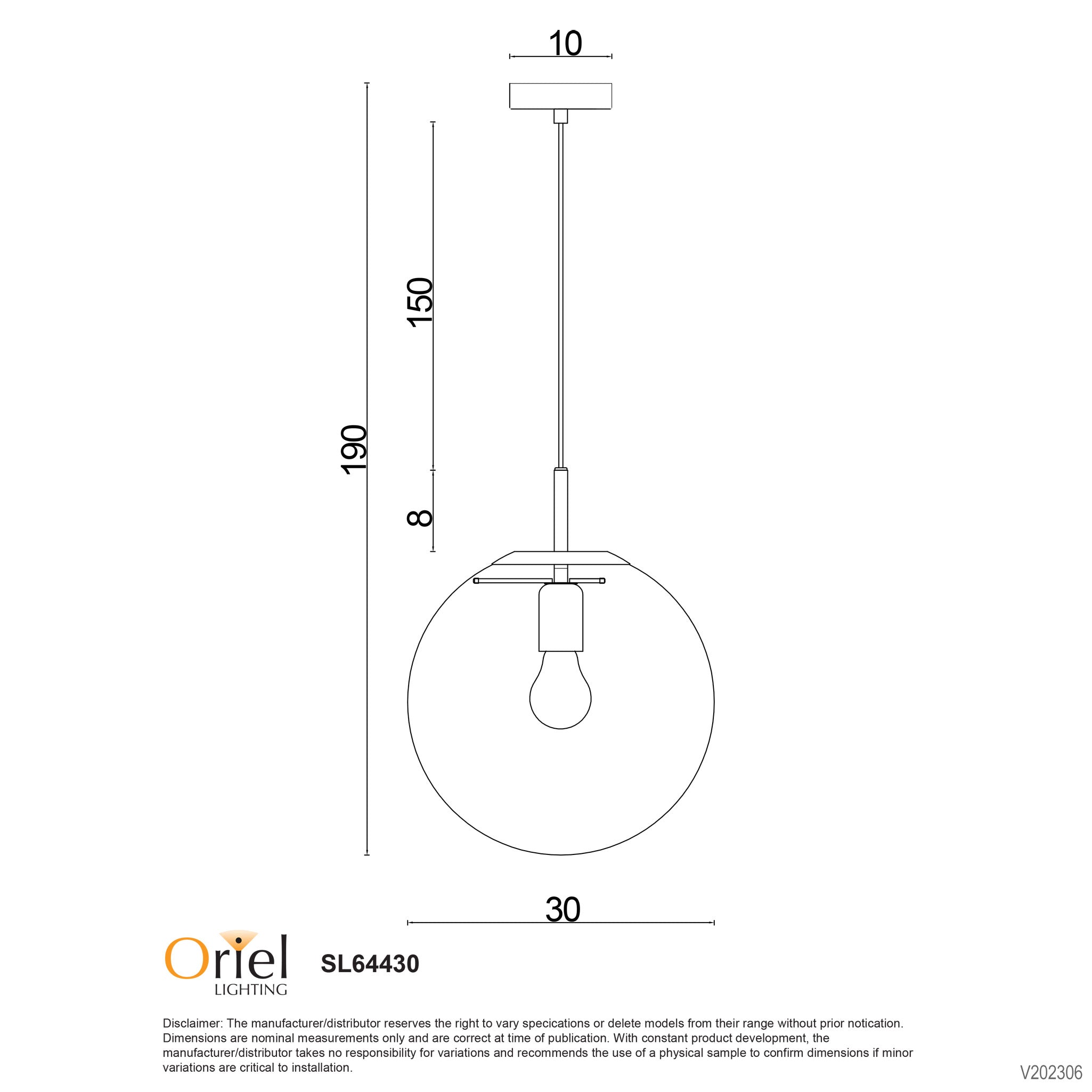 Newton.30 Matt Black And Clear Glass E27 Pendant