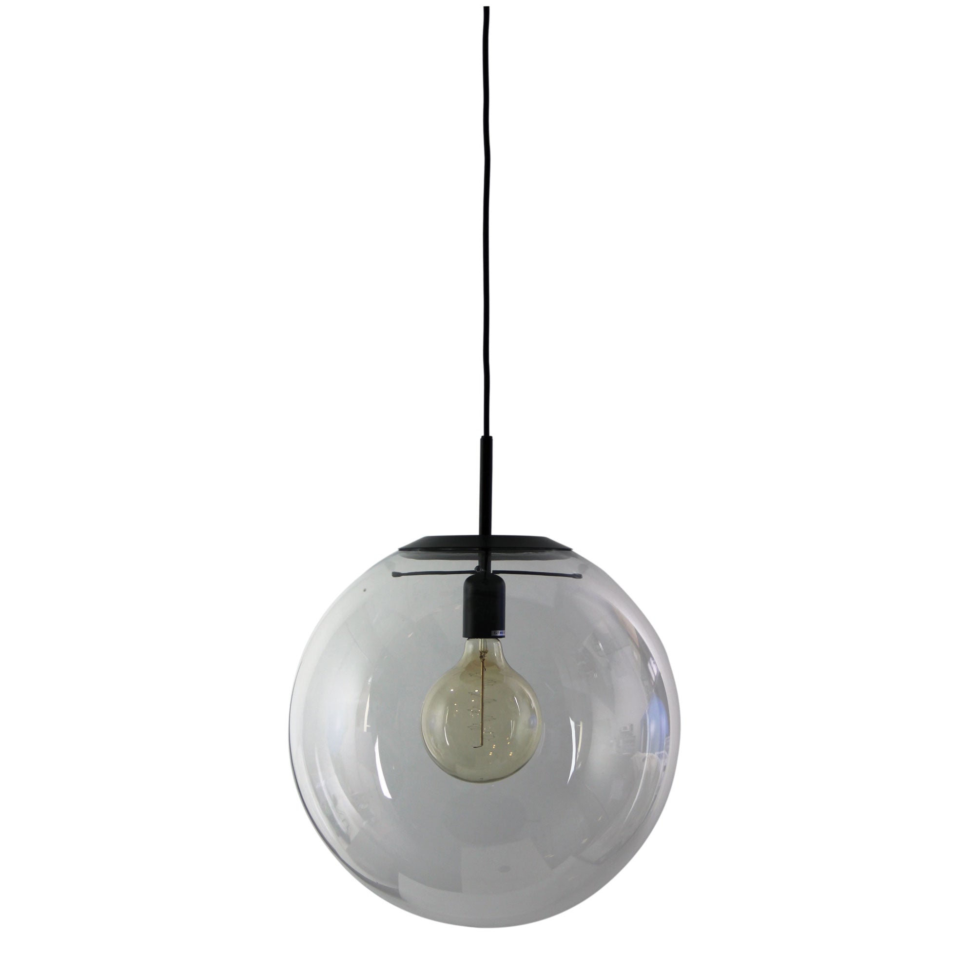 Newton 40 Matt Black And Clear Glass Pendant
