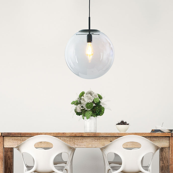 Newton 40 Matt Black And Clear Glass E27 Pendant