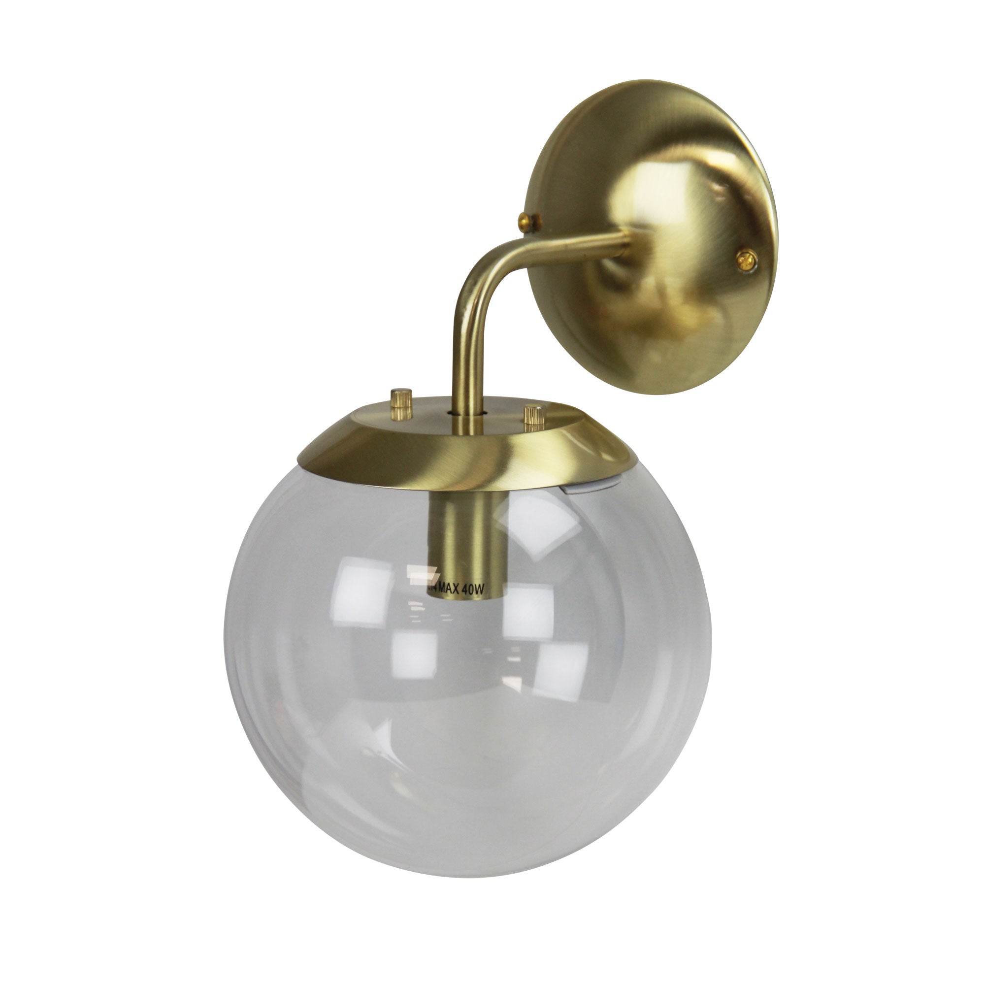 Newton Wall Light Brushed Brass And Clear Glass Wall Light