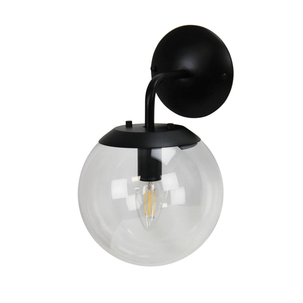 Newton Wall Light Black And Clear Glass Wall Light