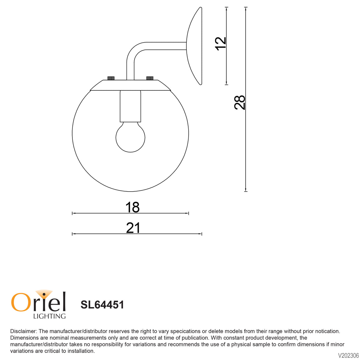 Newton Black And Clear Glass E14 Wall Light
