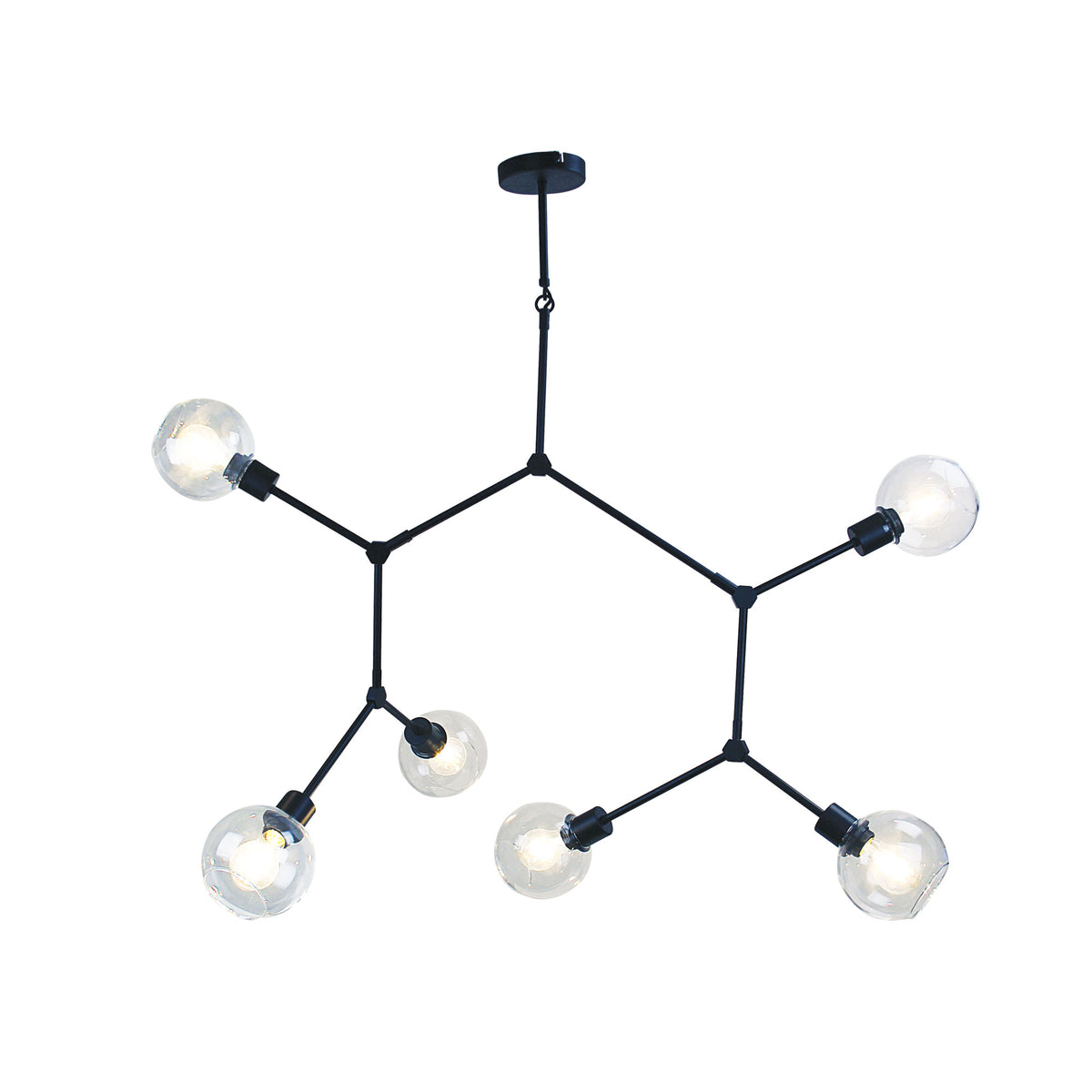 Padua Black 170cm Contemporary Clear Glass Pendant