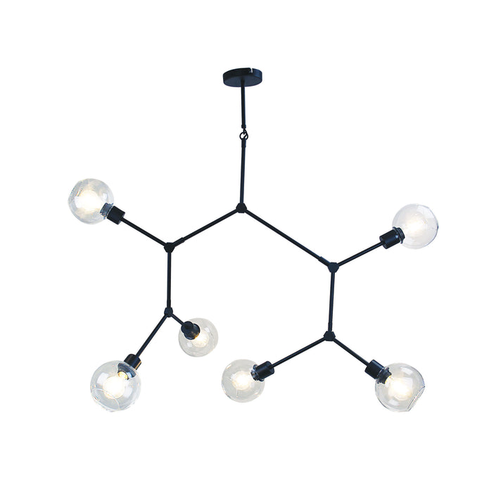 Padua Black 170cm Contemporary Clear Glass Pendant