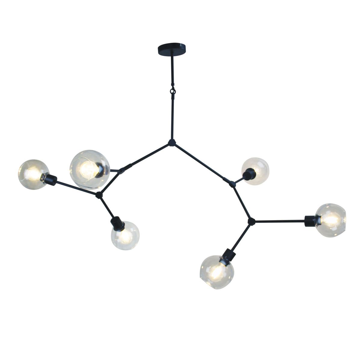 Padua Black & Clear Glass 6 Light E27 Contemporary Pendant