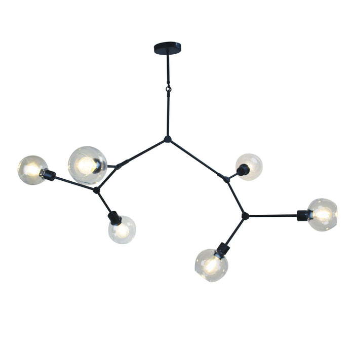 Padua Black & Clear Glass 6 Light E27 Contemporary Pendant