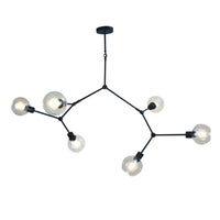 Thumbnail for Padua Black & Clear Glass 6 Light E27 Contemporary Pendant