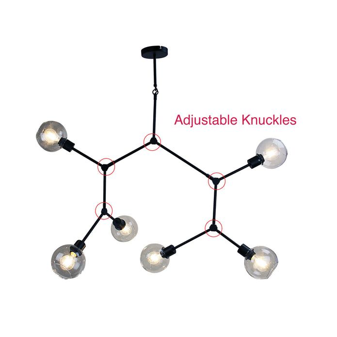 Padua Black & Clear Glass 6 Light E27 Contemporary Pendant