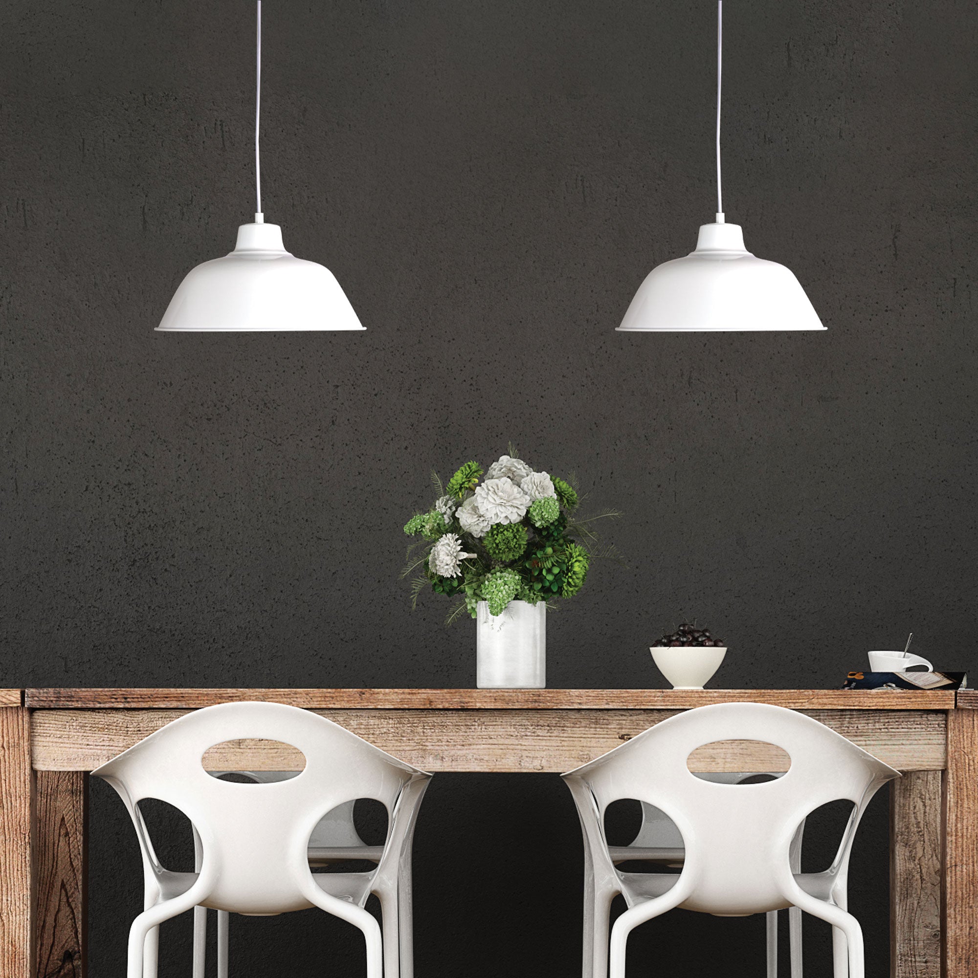 Forge.300 White 1 Light E27 Retro Industrial Pendant