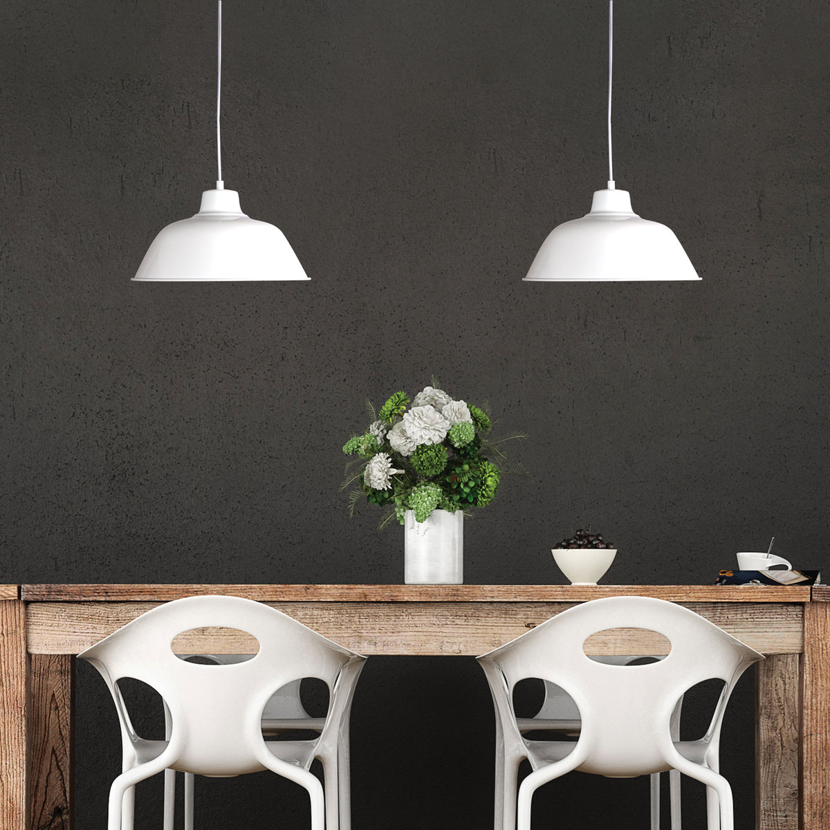Forge 300 White 1 Light E27 Retro Industrial Pendant