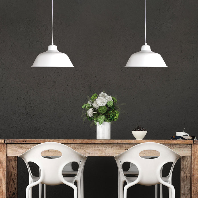 Forge 300 White 1 Light E27 Retro Industrial Pendant