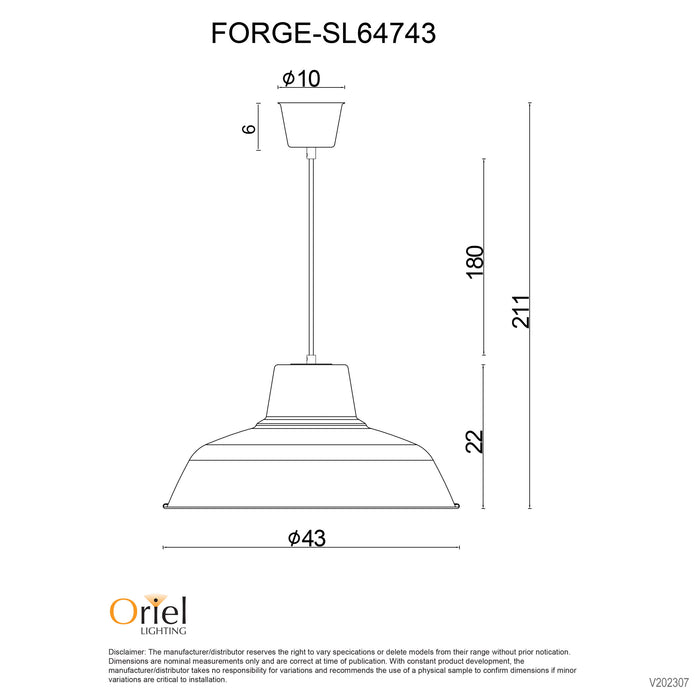 Forge 430 White 1 Light E27 Retro Industrial Pendant