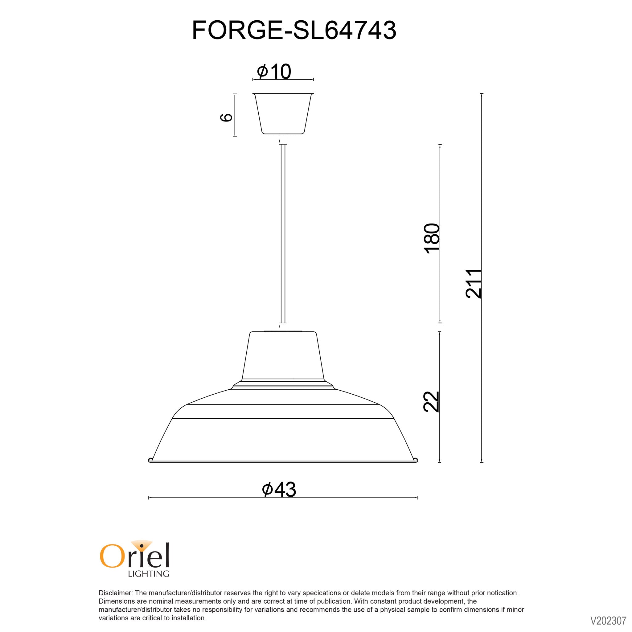 Forge.430 Black 1 Light E27 Retro Industrial Pendant