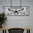 Georgetown 100 Black 8 Light E14 Designer Box Pendant With Exposed Globes