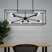 Thumbnail for Georgetown.100 Black 8 Light E14 Designer Box Pendant With Exposed Globes