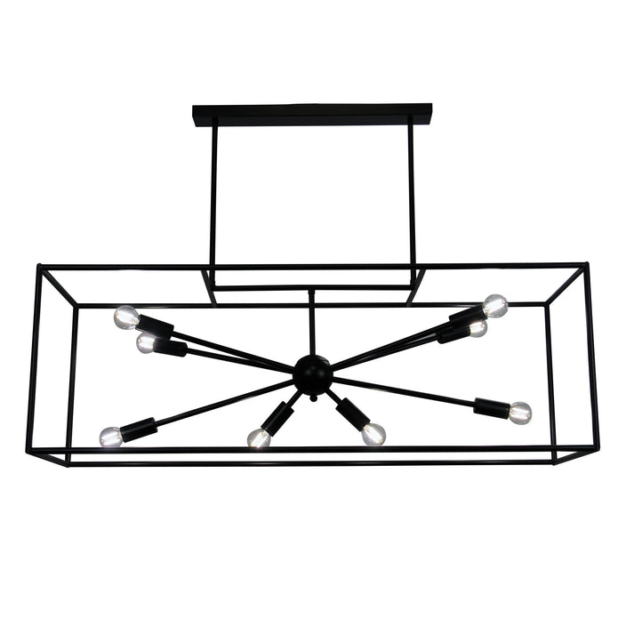 Georgetown 100 Black 8 Light E14 Designer Box Pendant With Exposed Globes