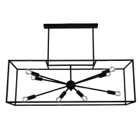 Thumbnail for Georgetown.100 Black 8 Light E14 Designer Box Pendant With Exposed Globes