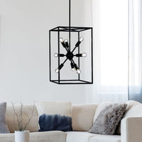Thumbnail for Georgetown.35 Black 8 Light E14 Designer Box Pendant With Exposed Globes