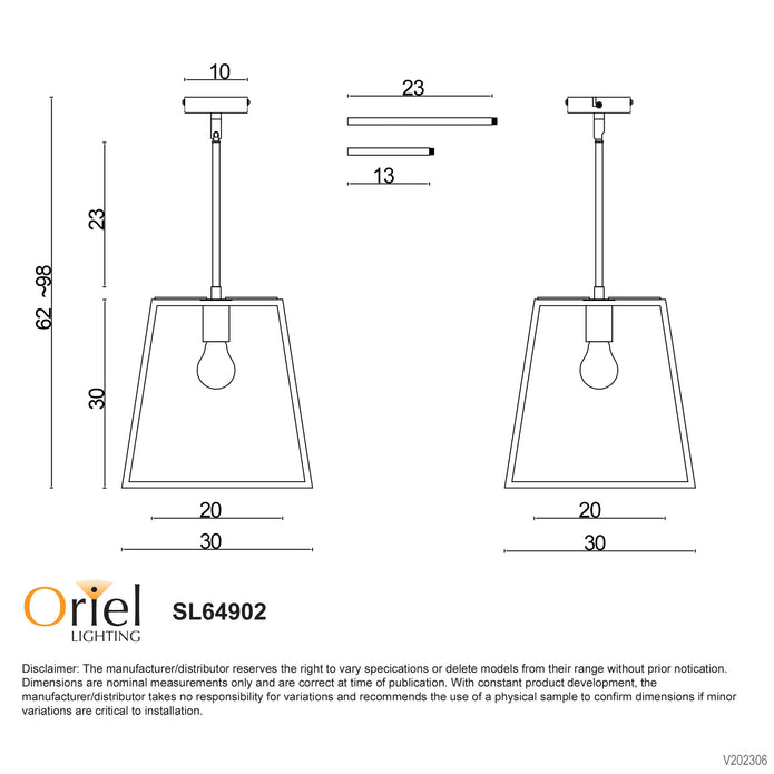 Eaton 30 Black 1 Light E27 Urban Retro Pendant