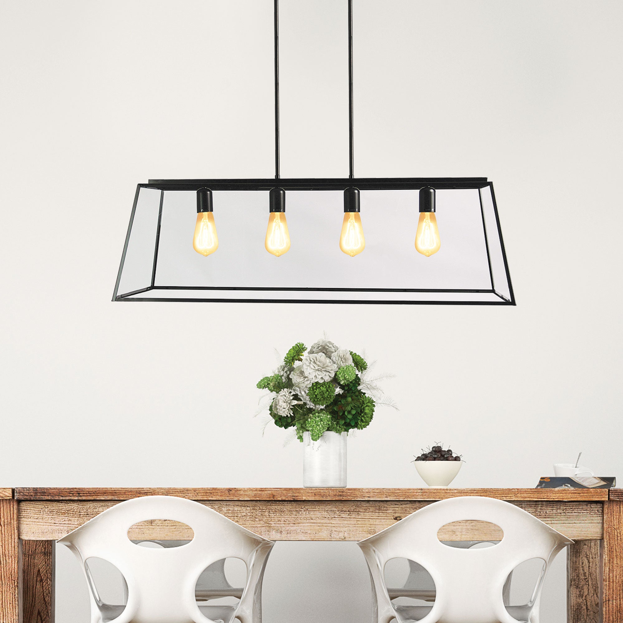 Eaton.100 Black 4 Light E27 Urban Retro Pendant