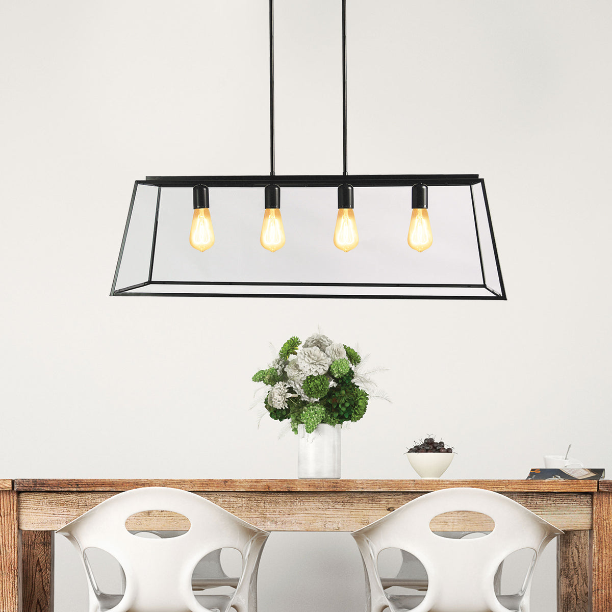 Eaton 100 Black 4 Light E27 Urban Retro Pendant