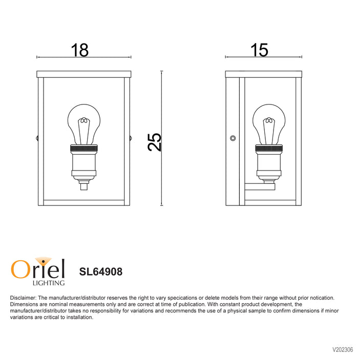 Oakland Black 1 Light IP44 E27 Hamptons Style Wall Light