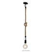 Rope 1.2m Matt Black And Coir 1 Light E27 Pendant