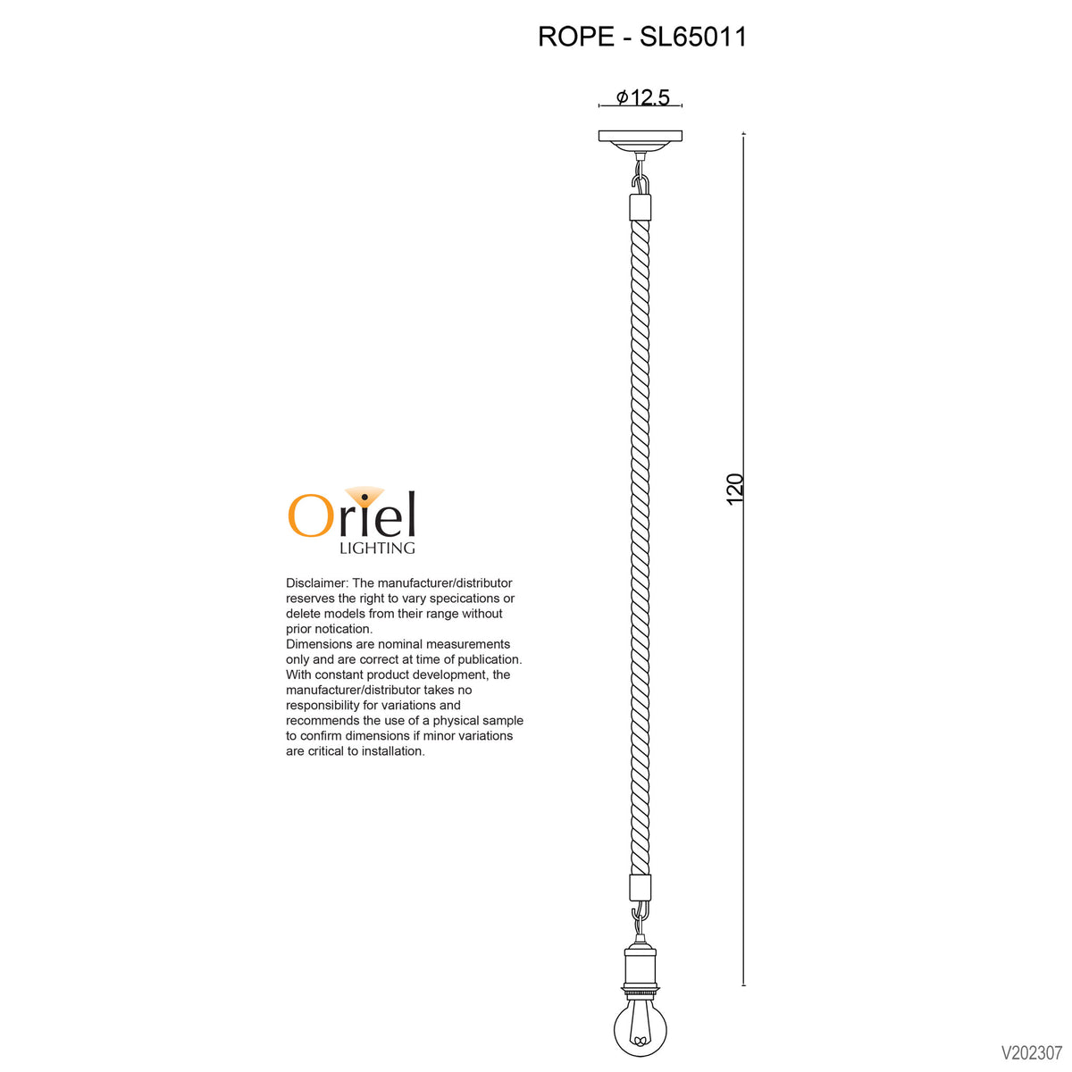 Rope 1.2m Matt Black And Coir 1 Light E27 Pendant