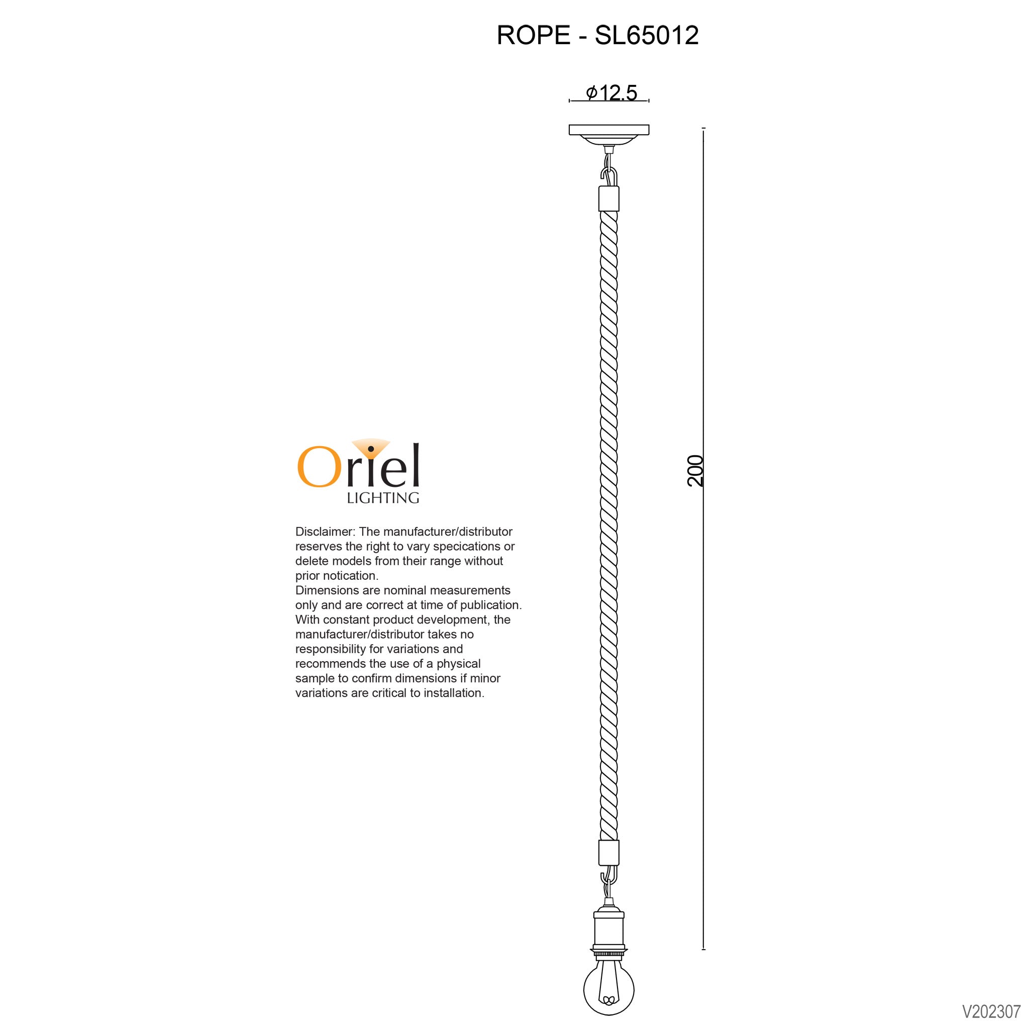 Rope.2M Matt Black And Coir 1 Light  E27 Pendant