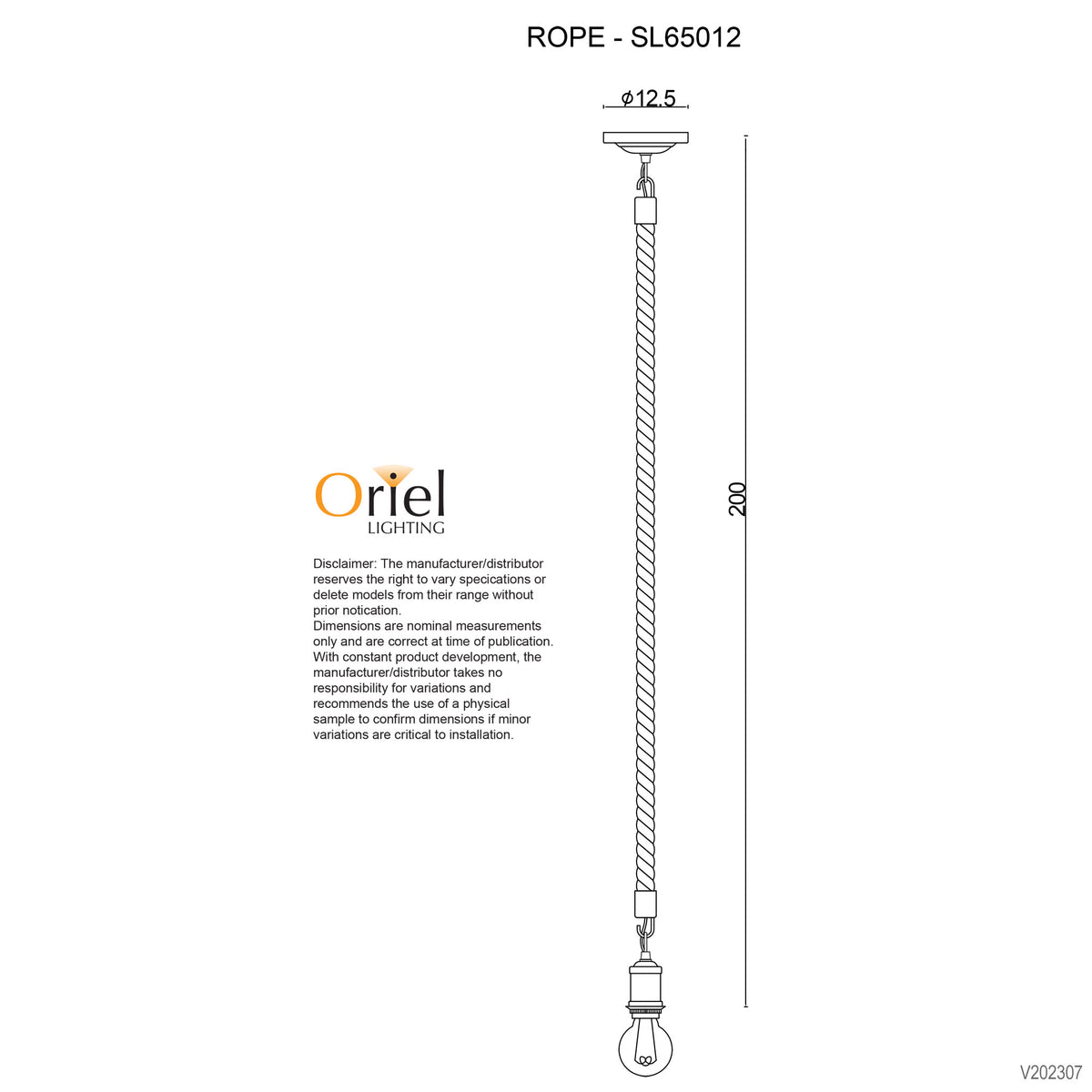 Rope 2m Matt Black And Coir 1 Light E27 Pendant
