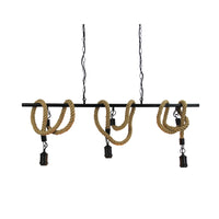 Thumbnail for Rope 3 Light Triple Rope Pendant Matt Black And Coir