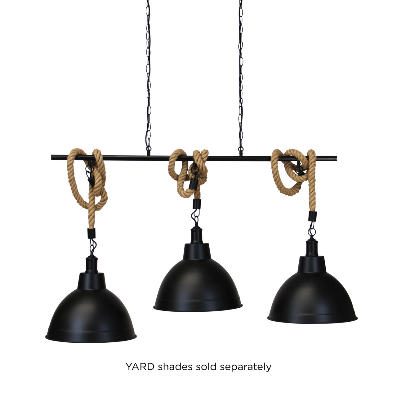 Rope.3 Matt Black And Coir 3 Light  E27 Pendant