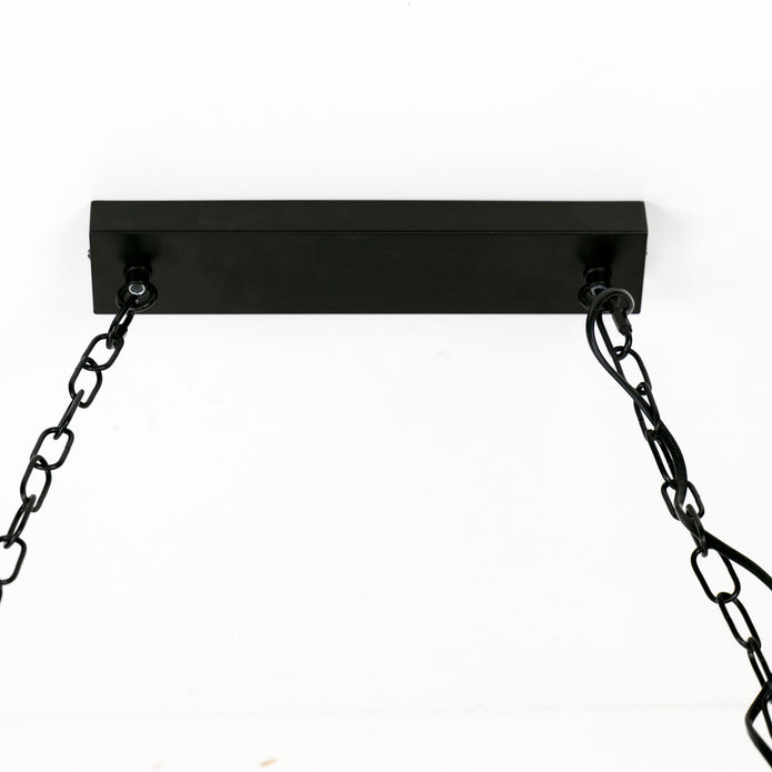 Island Timber & Black 5 Light E27 Pendant